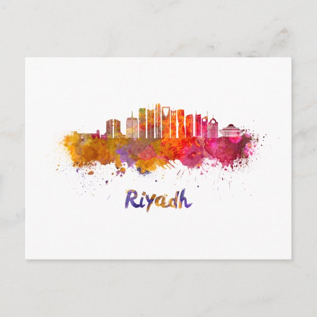 Postal Riyadh V2 skyline in watercolor (Anverso)
