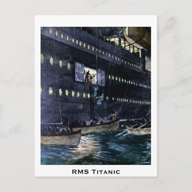 Postal ¡RMS Titanic Escape a los botes de vida rápidament (Anverso)