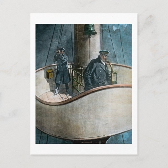 Postal ¡RMS Titanic Iceberg Por Delante! Linterna mágica  (Anverso)