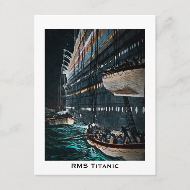 Postal RMS Titanic Lanzamiento de la cosecha de botes de  (Anverso)
