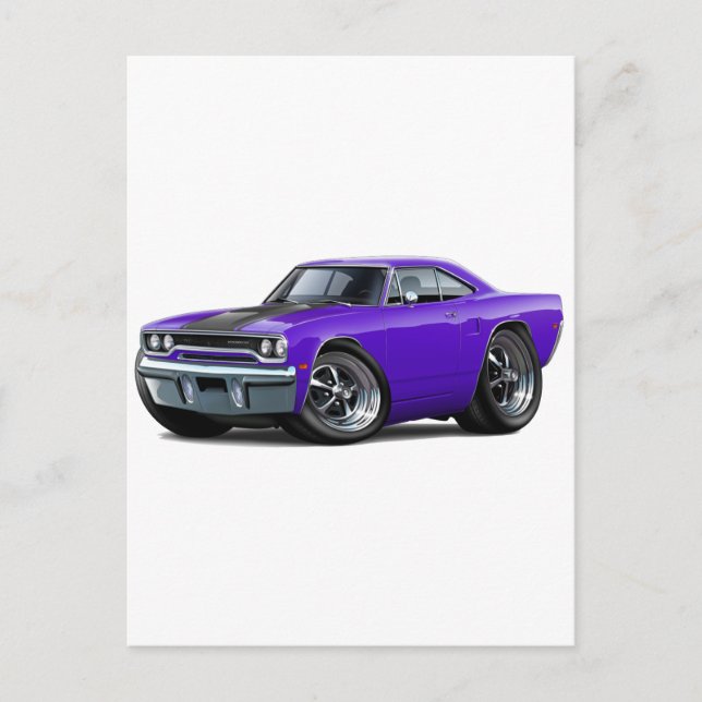 Postal Roadrunner morado-negro de 1970 (Anverso)