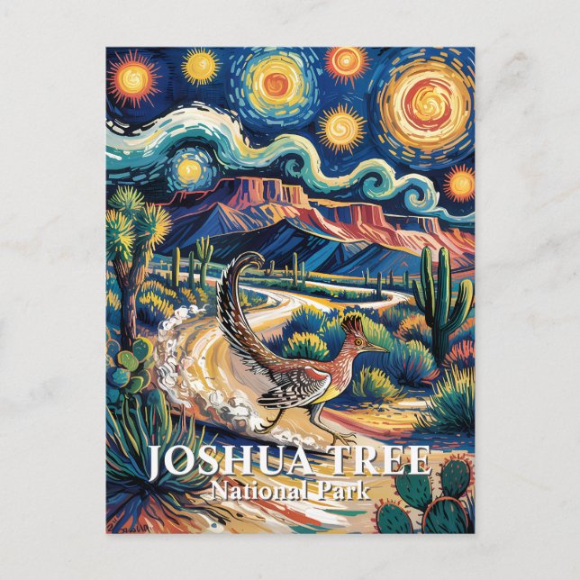 Postal Roadrunner of Joshua Tree Van Gogh Night Custom (Anverso)