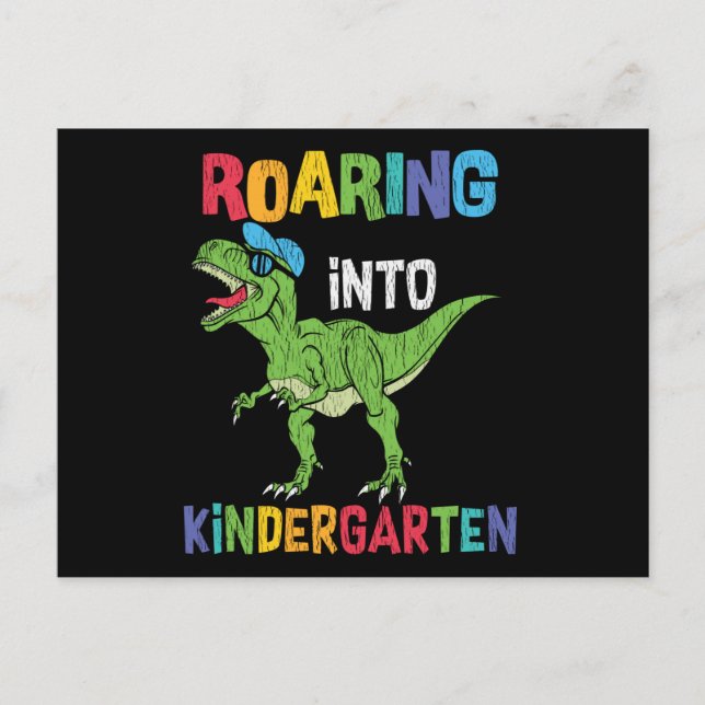 Postal Roaring Kindergarten Back School T rex Dinosaur (Anverso)