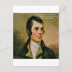 Postal Robert Burns & Cita de la famosa sospecha