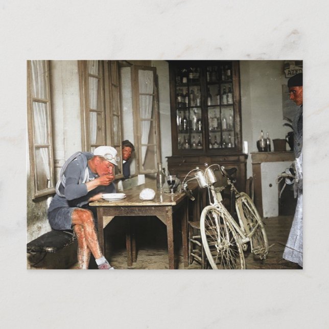 Postal Robert Jacquinot Tour Etapa 5 Tomando Un Descanso  (Anverso)