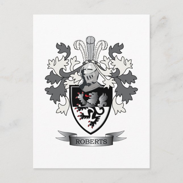 Postal Roberts Family Crest Coat of Arms (Anverso)