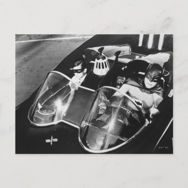 Postal Robin and Batman in Batmobile (Anverso)