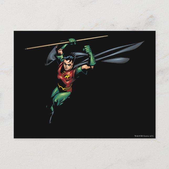 Postal Robin con el personal - Saltos (Anverso)