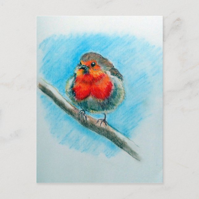Postal Robin de Navidades de corte (Anverso)