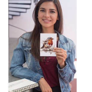 Postal Robin del patio trasero encantador