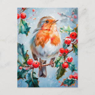 Postal Robin en la Naturaleza Arte de estilo impresionist