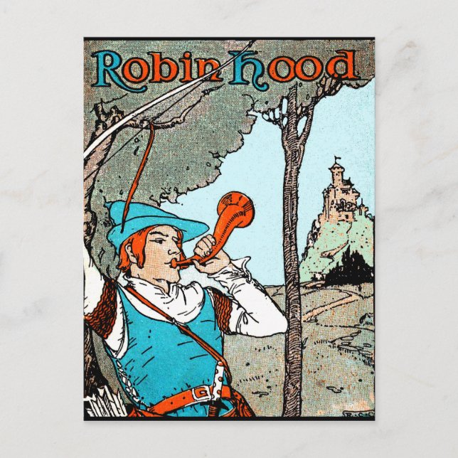 Postal Robin Hood Antiguo Ilustracion Merry Men (Anverso)