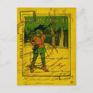 Postal Robin Hood, su curva y flecha