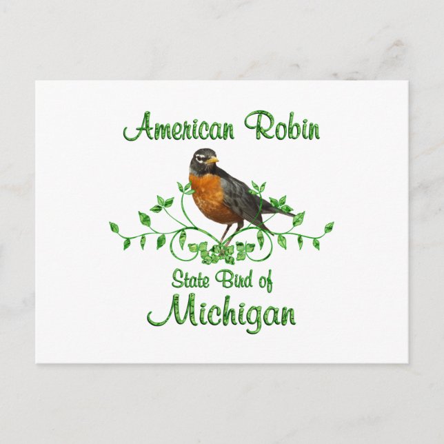 Postal Robin Michigan Bird (Anverso)