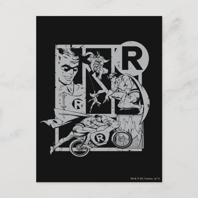 Postal Robin - Picto Gray (Anverso)