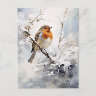 Postal Robin Postcard de nieve en invierno