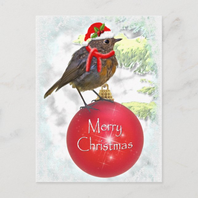 Postal Robin Postcard ornamental (Anverso)