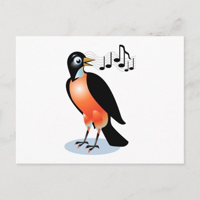 Postal Robin Singing (Anverso)