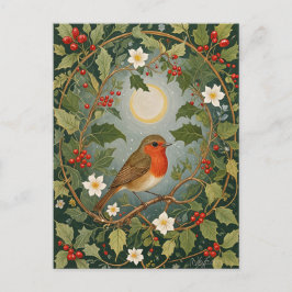 Postal Robin y Holly festivos
