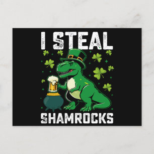 Postal Robo Shamrock T Rex Dinosaur St Patrick's Day