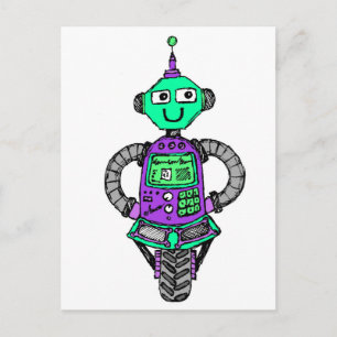 Postal Robot arnie, morado y verde
