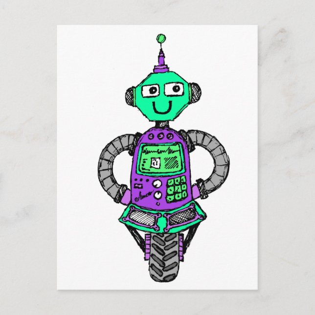 Postal Robot arnie, morado y verde (Anverso)