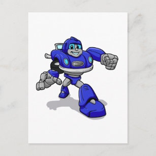 Postal Robot azul para niños - Elija color de fondo