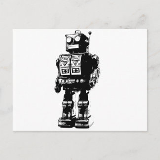 Postal Robot blanco y negro