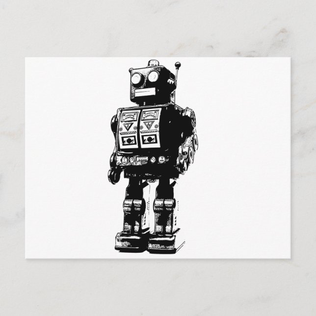 Postal Robot blanco y negro (Anverso)