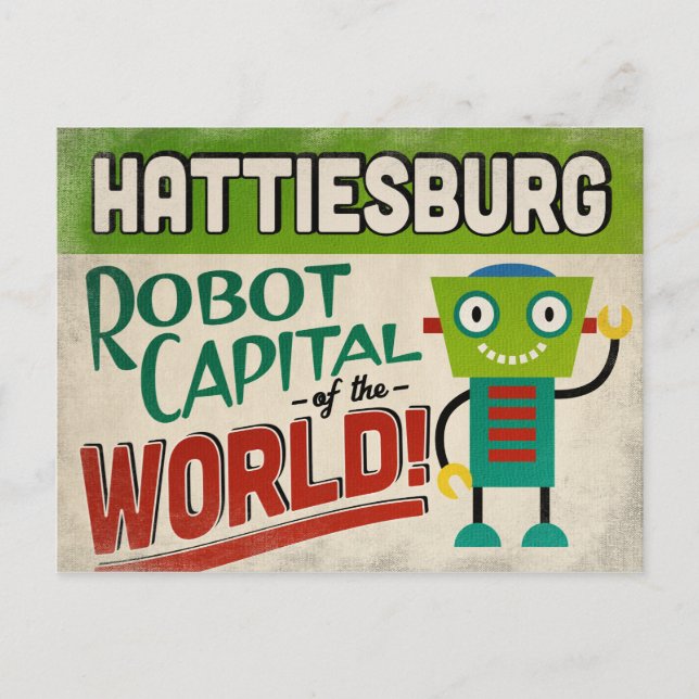 Postal Robot de Hattiesburg Mississippi - Gracioso Vintag (Anverso)