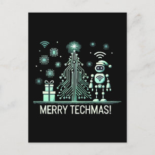Postal Robot de IA con árbol de Navidad tecnológico – Fel