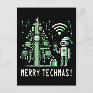 Postal Robot de IA con árbol de Navidad tecnológico - Tec