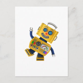 Postal Robot de juguete amarillo chismoso