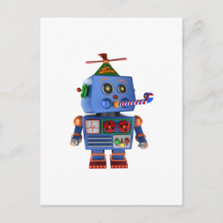 Postal Robot de juguete de fiesta de cumpleaños azul