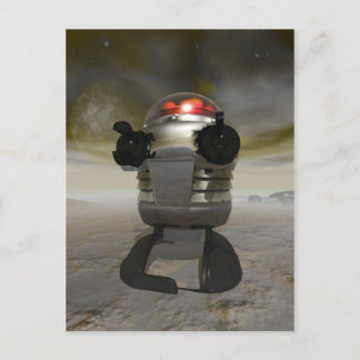 Postal Robot de juguete en un planeta extranjero Postcard