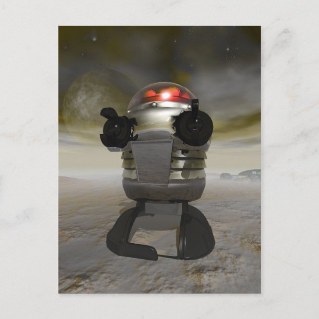 Postal Robot de juguete en un planeta extranjero Postcard (Anverso)