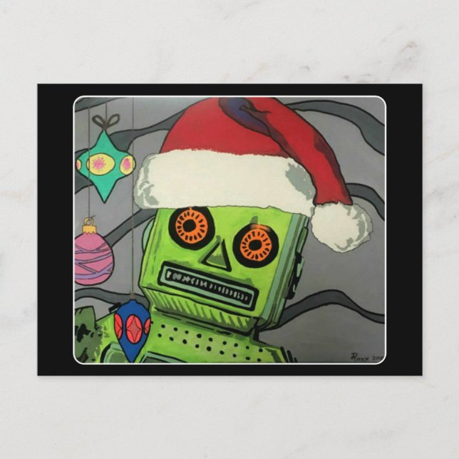 Postal Robot de Navidades de resumen modernos de mediados (Anverso)