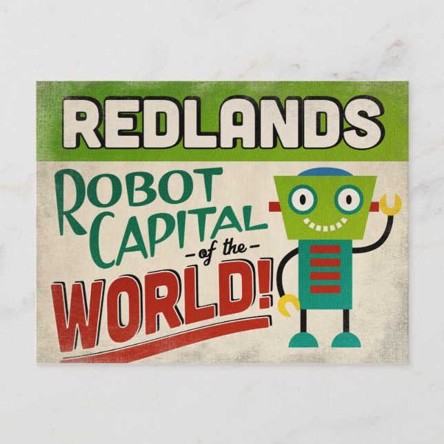 Postal Robot de Redlands California - Vintage divertido (Anverso)