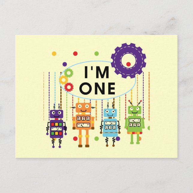 Postal Robot First Birthday Tshirts y regalos (Anverso)