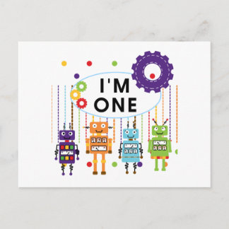 Postal Robot First Birthday Tshirts y regalos