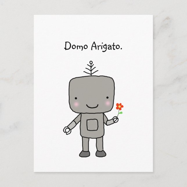 Postal Robot Gracias Domo Arigato Cute Funny Geek (Anverso)