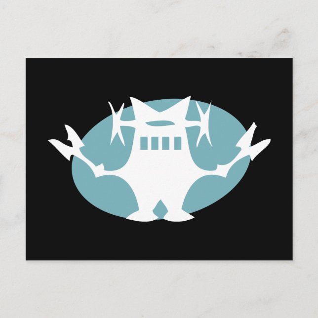 Postal Robot retro en azul (Anverso)