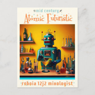 Postal Robot Retro Futurista ROBIA 12J2 Mixólogo
