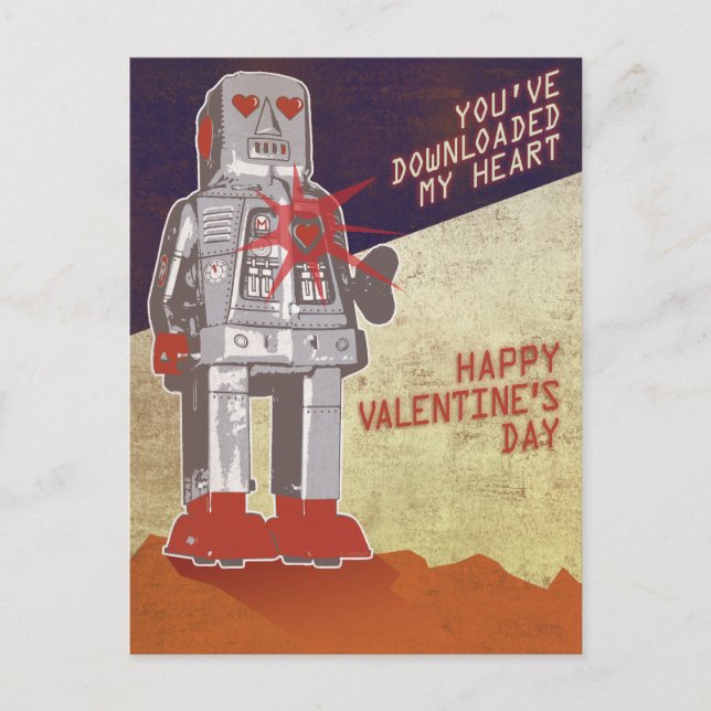 Postal Robot retro - Has descargado mi corazón ... (Anverso)
