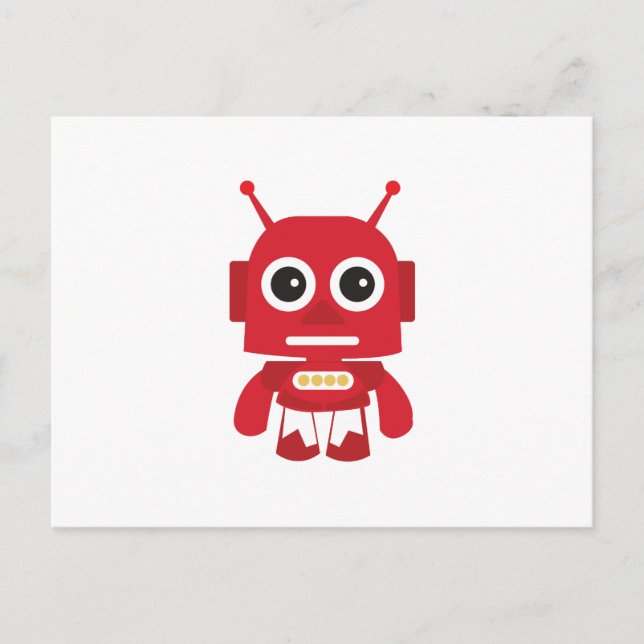 Postal Robot retro rojo (Anverso)