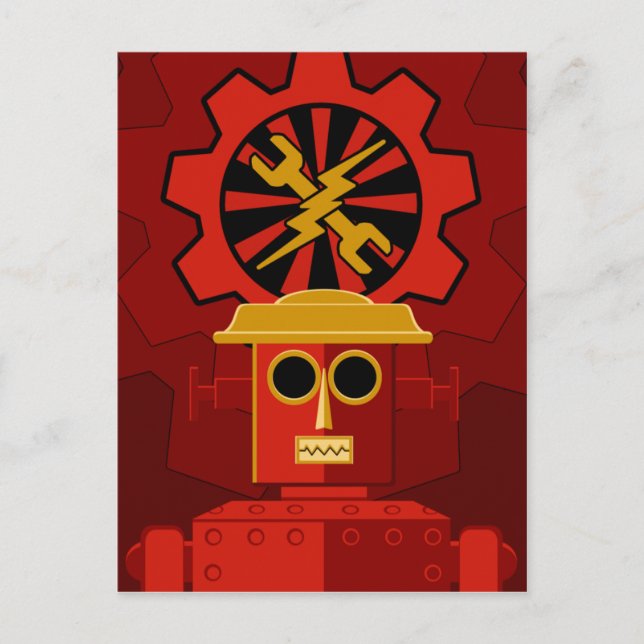 Postal Robot rojo (Anverso)