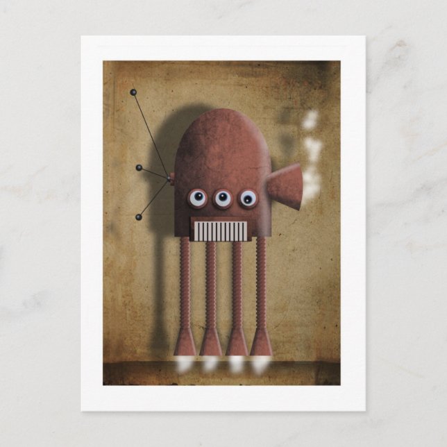 Postal robot rojo vintage (Anverso)
