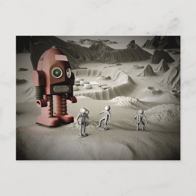 Postal Robot trueno y espacial de juguetes retro estilo P (Anverso)