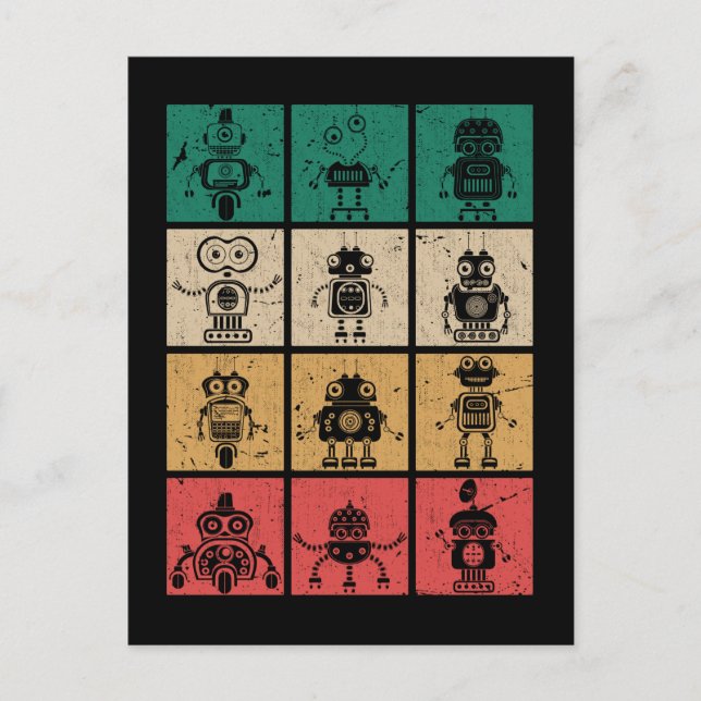 Postal Robótica vintage retro Robots (Anverso)