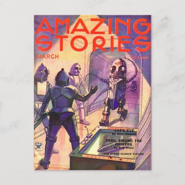 Postal Robots de arte de ciencia ficción (Anverso)